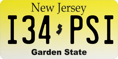 NJ license plate I34PSI