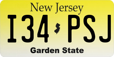 NJ license plate I34PSJ