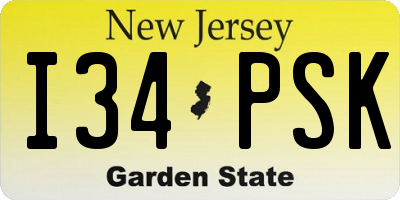 NJ license plate I34PSK