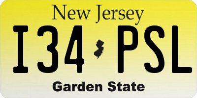 NJ license plate I34PSL