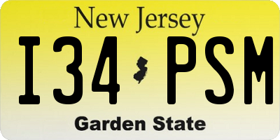 NJ license plate I34PSM