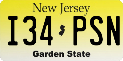 NJ license plate I34PSN