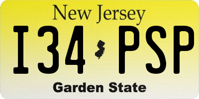 NJ license plate I34PSP