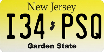 NJ license plate I34PSQ