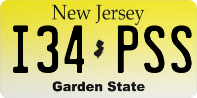 NJ license plate I34PSS