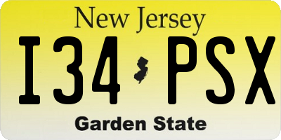NJ license plate I34PSX