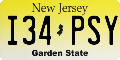 NJ license plate I34PSY