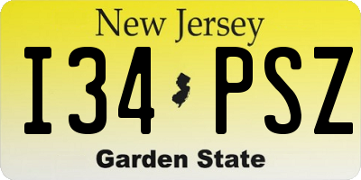 NJ license plate I34PSZ
