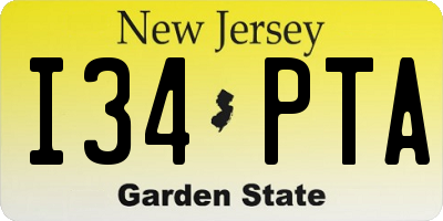 NJ license plate I34PTA