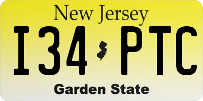 NJ license plate I34PTC