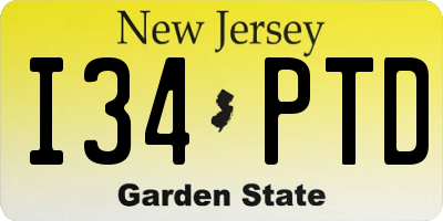 NJ license plate I34PTD