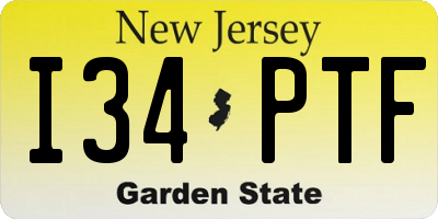 NJ license plate I34PTF