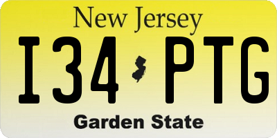 NJ license plate I34PTG