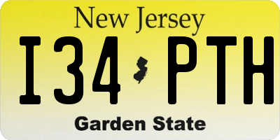 NJ license plate I34PTH