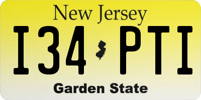 NJ license plate I34PTI