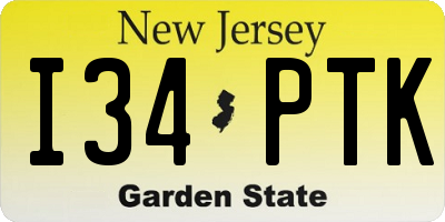 NJ license plate I34PTK
