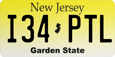 NJ license plate I34PTL