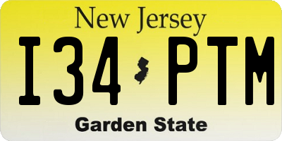 NJ license plate I34PTM