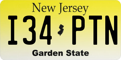 NJ license plate I34PTN