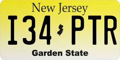 NJ license plate I34PTR