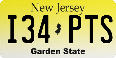 NJ license plate I34PTS