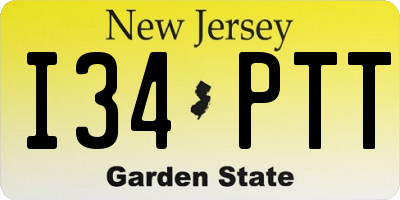 NJ license plate I34PTT