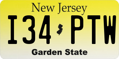 NJ license plate I34PTW