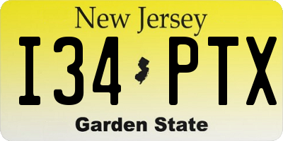 NJ license plate I34PTX