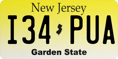 NJ license plate I34PUA