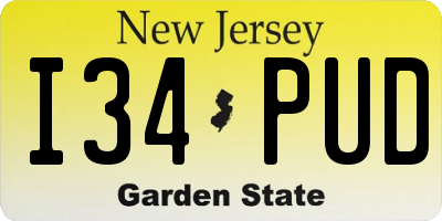 NJ license plate I34PUD