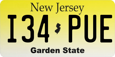 NJ license plate I34PUE