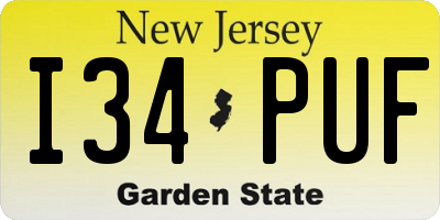 NJ license plate I34PUF