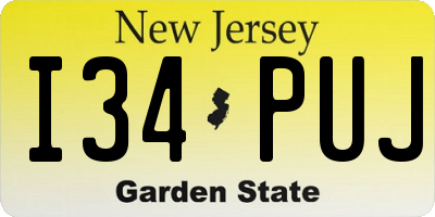NJ license plate I34PUJ