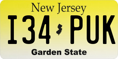 NJ license plate I34PUK
