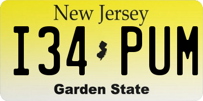 NJ license plate I34PUM