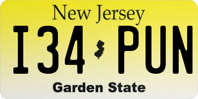 NJ license plate I34PUN