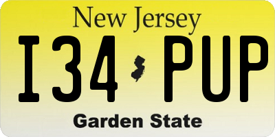 NJ license plate I34PUP