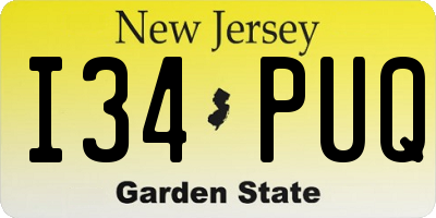 NJ license plate I34PUQ