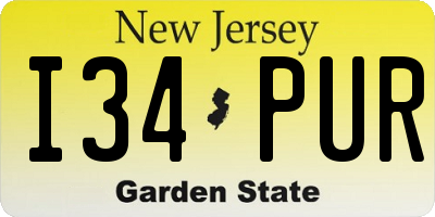 NJ license plate I34PUR