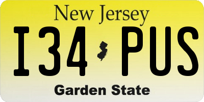 NJ license plate I34PUS