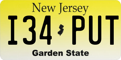 NJ license plate I34PUT