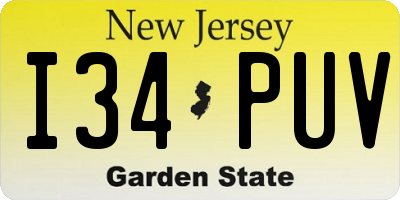 NJ license plate I34PUV