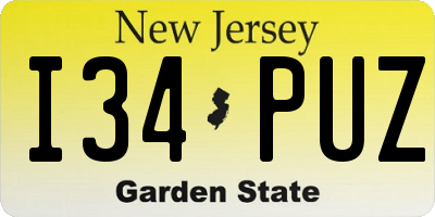 NJ license plate I34PUZ