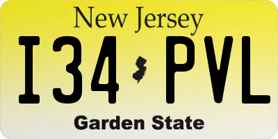 NJ license plate I34PVL