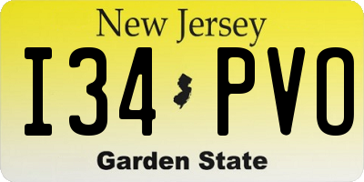 NJ license plate I34PVO