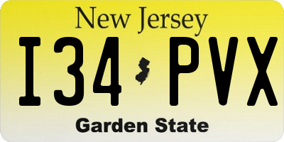 NJ license plate I34PVX