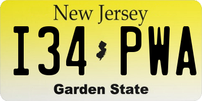 NJ license plate I34PWA