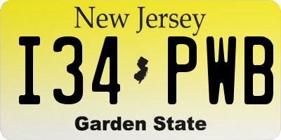 NJ license plate I34PWB