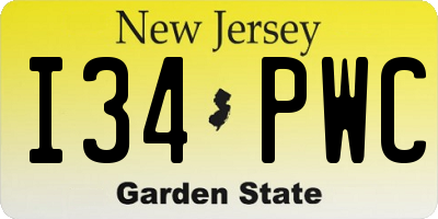 NJ license plate I34PWC