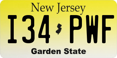 NJ license plate I34PWF